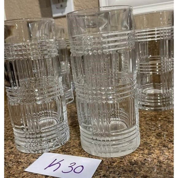 Set of 4 RALPH LAUREN Lead Crystal GLEN PLAID HIGHBALL GLASSES - Picture 2 of 6
